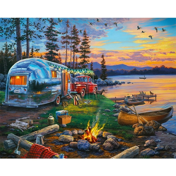 Pintura de diamante (DE2182) Paisaje junto al lago 5D Kits de bricolaje Resina Ronda completa (WT628 50x70cm FLhrweasw Nuevo