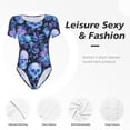 thumbnail image 4 of Fotbe Skull blue crystal flower Body de Mujer con Cuello Redondo y Mangas Cortas, Sin Mangas Ajustado, Suave, Cómodo y Básico-XX-Large, 4 of 7