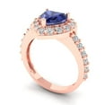 thumbnail image 2 of 2.03 ct Heart Cut Simulated Tanzanite with Simulated Diamond Halo Accents 18K Rose Gold Womens Engagement Ring, 2 of 6