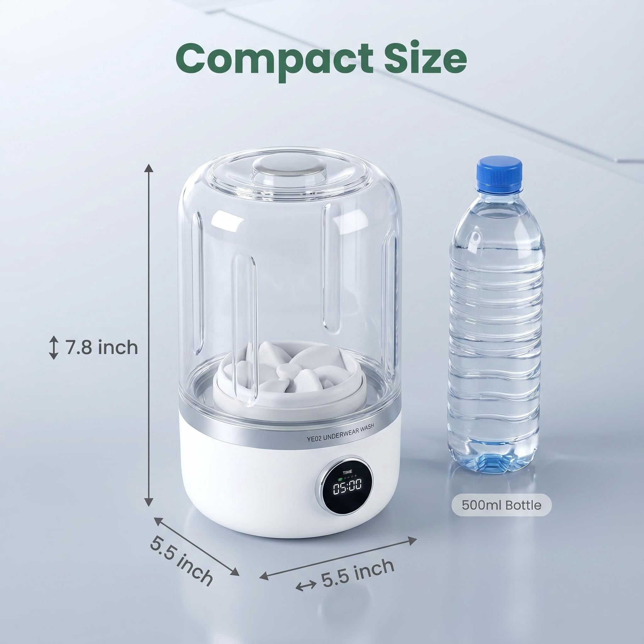 Mini Portable Washing Machine,4,000mAh Rechargeable Cordless Underwear Washer for Bras/Underwear/Socks, Perfect for Home, Apartment, Camping, and Travel Gifts for Mom Women