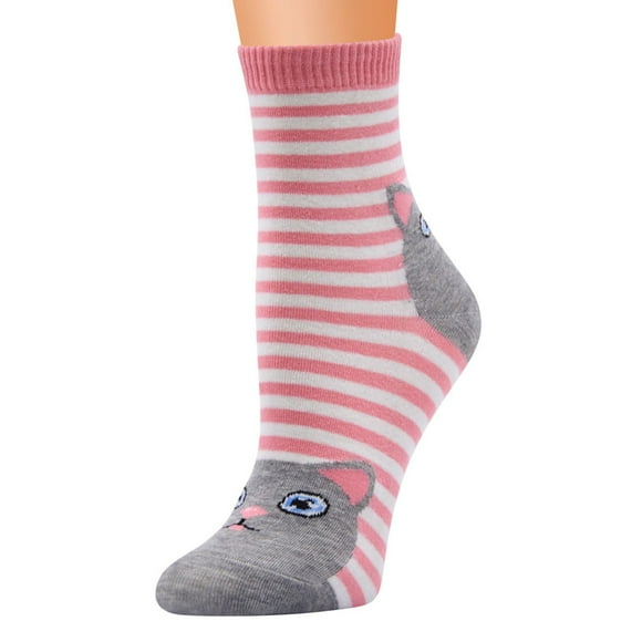 Under $5 Socks Pink Women’s Casual Cotton Pattern Socks Comfortable Cute Animal Print Socks