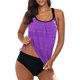 thumbnail image 1 of Xishao Mujer Traje de Baño Tankini de Dos Piezas con Estampado Bañador de Elastia Deportivo A-Púrpura M A-Púrpura M Xishao ropa, 1 of 2