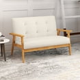 thumbnail image 2 of HOMCOM 45" Loveseat Modern 2 Seater Couch with Rubber Wood Legs Beige, 2 of 10