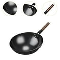 thumbnail image 6 of Fancyes Wok Pan Chinese Wok with Wooden Handle Traditional Boiling Cookware Gas Universal Induction Cooker Saute Pan Round Bottom Wok 36CM, 6 of 8