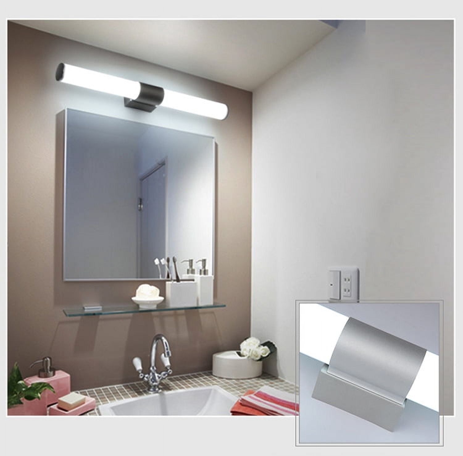 LNKOO Modern Wall Light LED Brushed Nickel Vanity Fixture for Bathroom Over Mirror