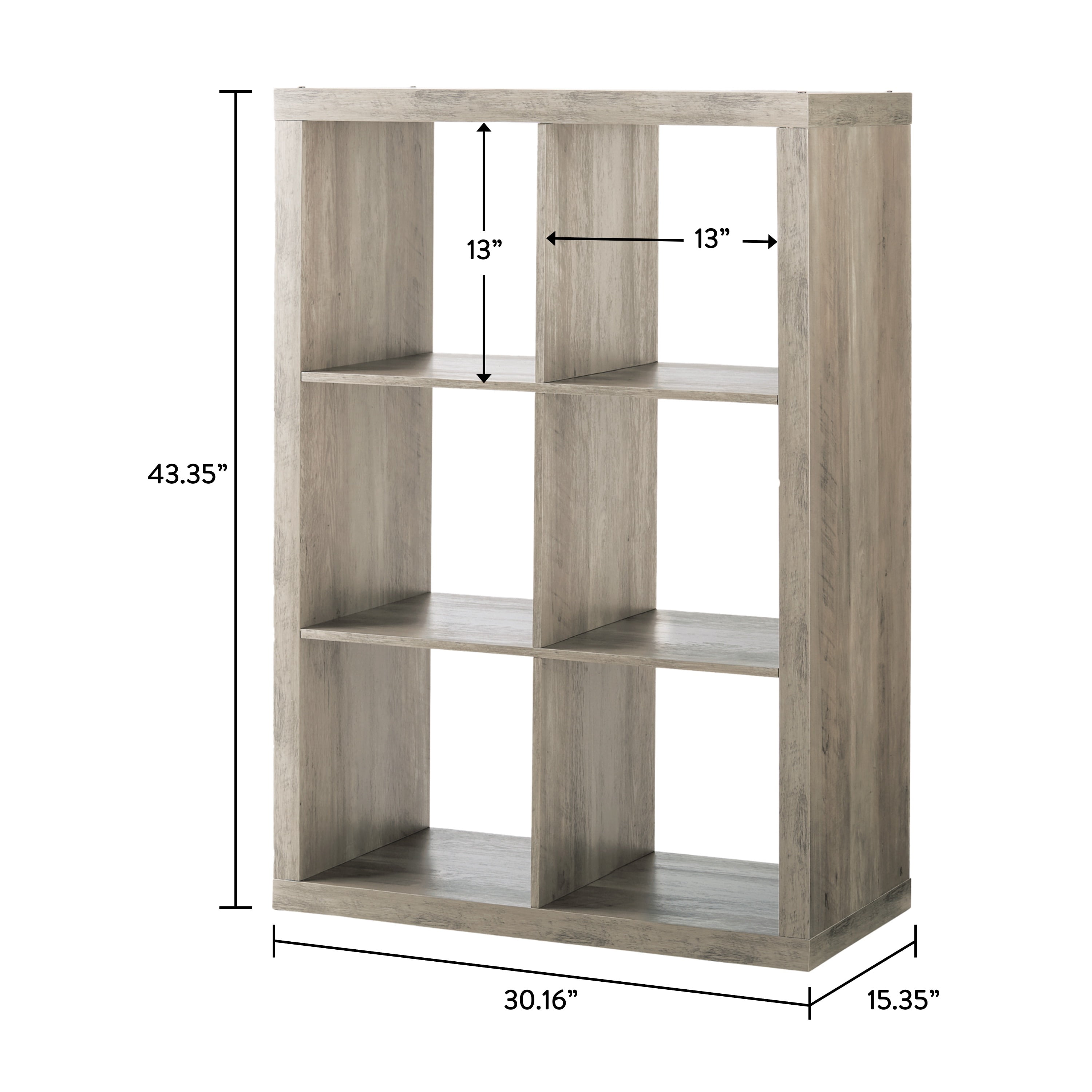 Better Homes & Gardens 6 Cube Storage Organizer, Rustic Gray