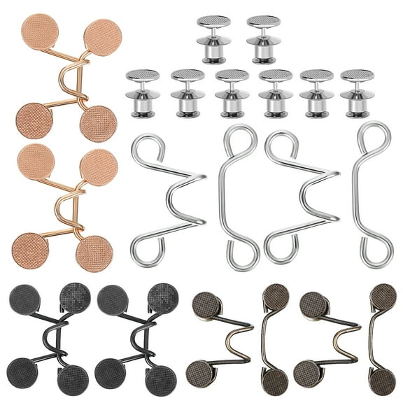 8 Sets Jeans Waist Adjustment Buttons for Clothes Pins Denim Pants Tightening Clip Adjuster Tightener Skirt Large Metal