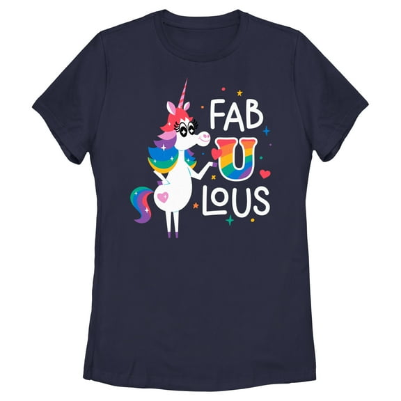Women's Inside Out Rainbow Unicorn Fab U Lous  Graphic T-Shirt