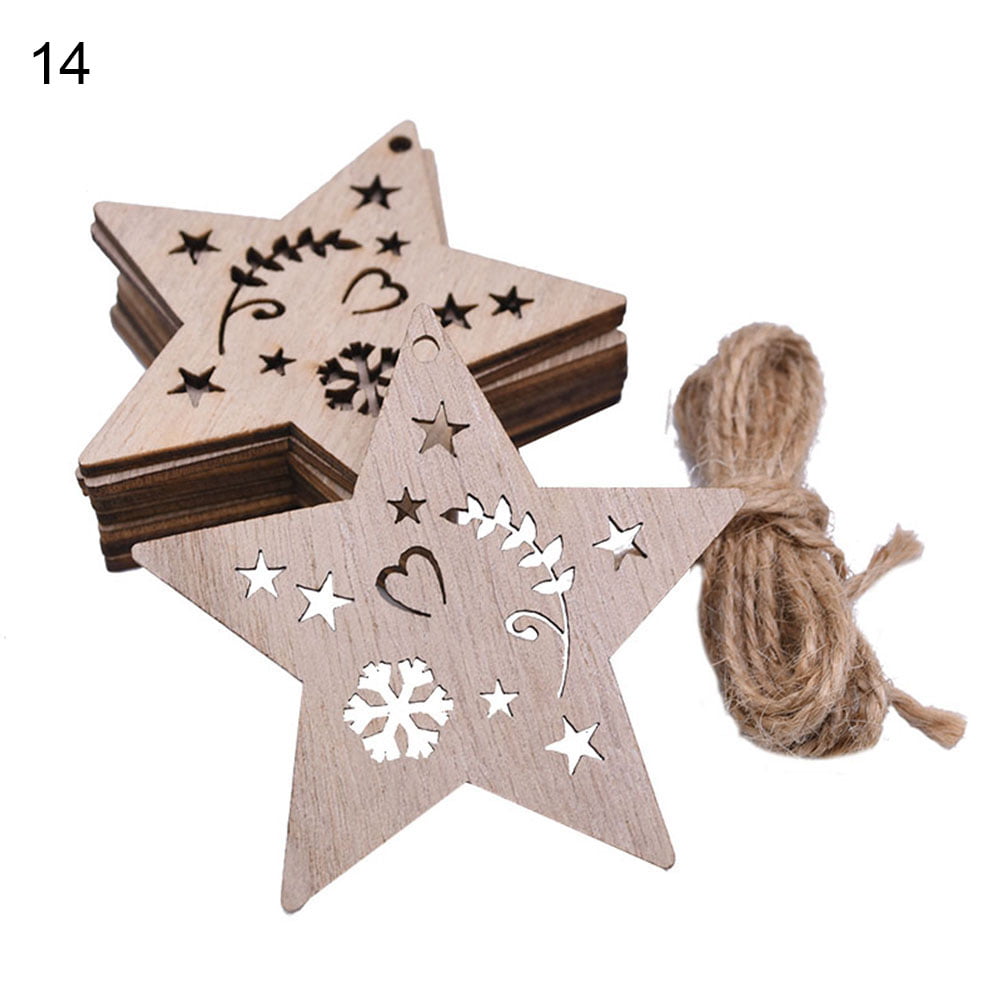 10 pcs set of Wooden Christmas Angel Plywood Hanging Tree with Hole Blank CHAN1 