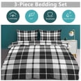 thumbnail image 5 of 3 Pcs Soft Bedding Set, Includes 1 Duvet Cover with Zipper And 2 Pillow Shams,Plaid Pattern Black And White Plaid Twin(86"x70"), 5 of 8