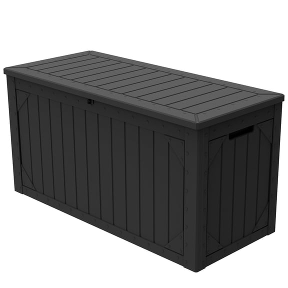 100 Gallon Resin Deck Box with Lockable Lid, Outdoor Storage for Patio Furniture Cushions, Garden Tools
