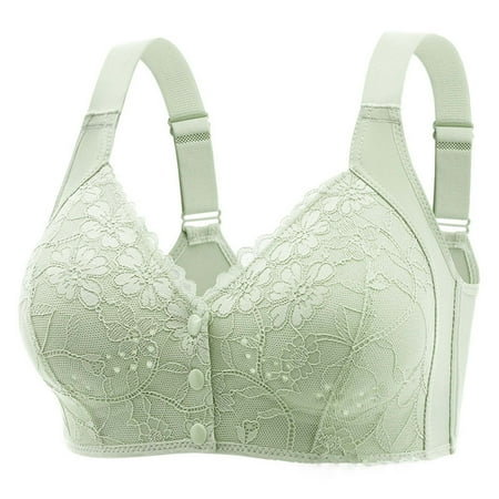 Aobny Green Lounge Bras for Women Lace Front Closure Bralette Nylon 36-46 Sexy Bras for Women 40