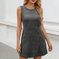 thumbnail image 2 of HVOBTTY Summer Women's Sleeveless Mini A-Line Dress Solid Color Round Neck Side Button Casual Daily Out Wear, 2 of 5