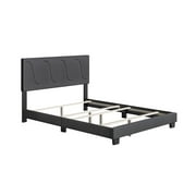 Boyd Sleep Aberdeen Linen Upholstered Full Platform Bed Frame, Black Charcoal