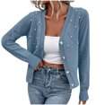 thumbnail image 2 of Women's Plus Size Cardigan Solid Button Long Sleeve Knit Coat​​, 2 of 9