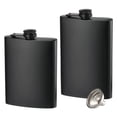thumbnail image 1 of Paquete de 2 Petacas para Licor, Petacas Finas a Prueba de Fugas de Acero Inoxidable de 8 Onzas con Embudo para Hombres y Mujeres (Negro Mate), 1 of 8