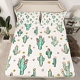 thumbnail image 2 of Homewish Teens Green Cactus Full Size Sheets 4-Piece,Botanical Plants Breathable Bed Sheets,Western Flower Lightweight Sheet Sets,Luxury Bedroom Decor, 2 of 7