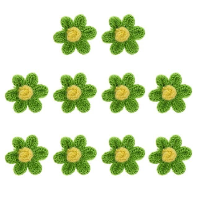 MasteelfCA 10pcs Flower Patches Handmade Flowers DIY Craft Materials Wool Knitting Flower