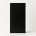 thumbnail image 7 of 3-Tier Black Bookcase with Doors – Matte Finish Vertical Storage Shelf by PJ Furniture, 7 of 7