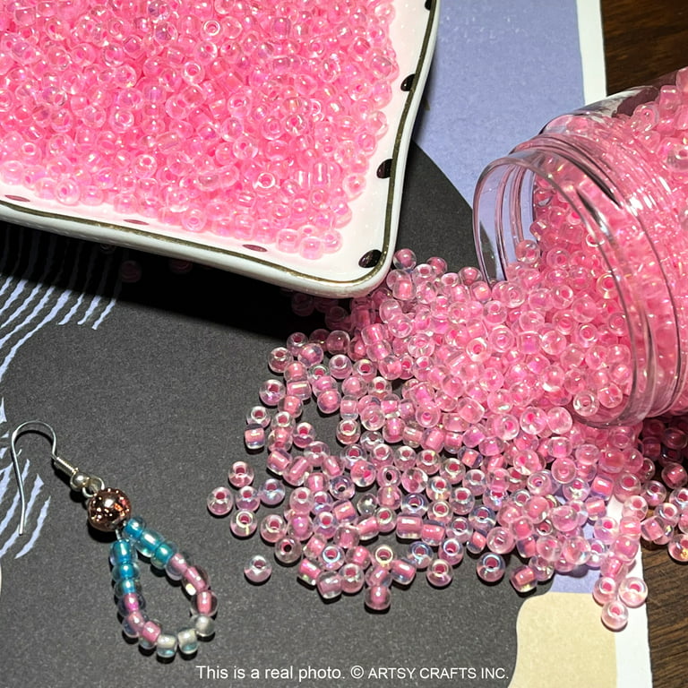 1500 Pcs 4mm Glow in The Dark Pink Glass Seed Beads 6/0 100 Gram for Jewelry Making Bracelets Necklace Anklet Rosary Earring Crafts Spacer Loose Bead