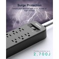 thumbnail image 2 of Surge Protector Power Strip, 2700Joules 6FT Braided Long Extension Cord with 8-Outlet/3-USB Charging Ports, 1875W/15A Overload Protection for Home Office, 2 of 4