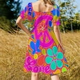 thumbnail image 4 of 2024 Bright Pop Art Colorful Peace and Love Flower Power Art Dress Women's summer dresses summer dress elegant women's sets, 4 of 7