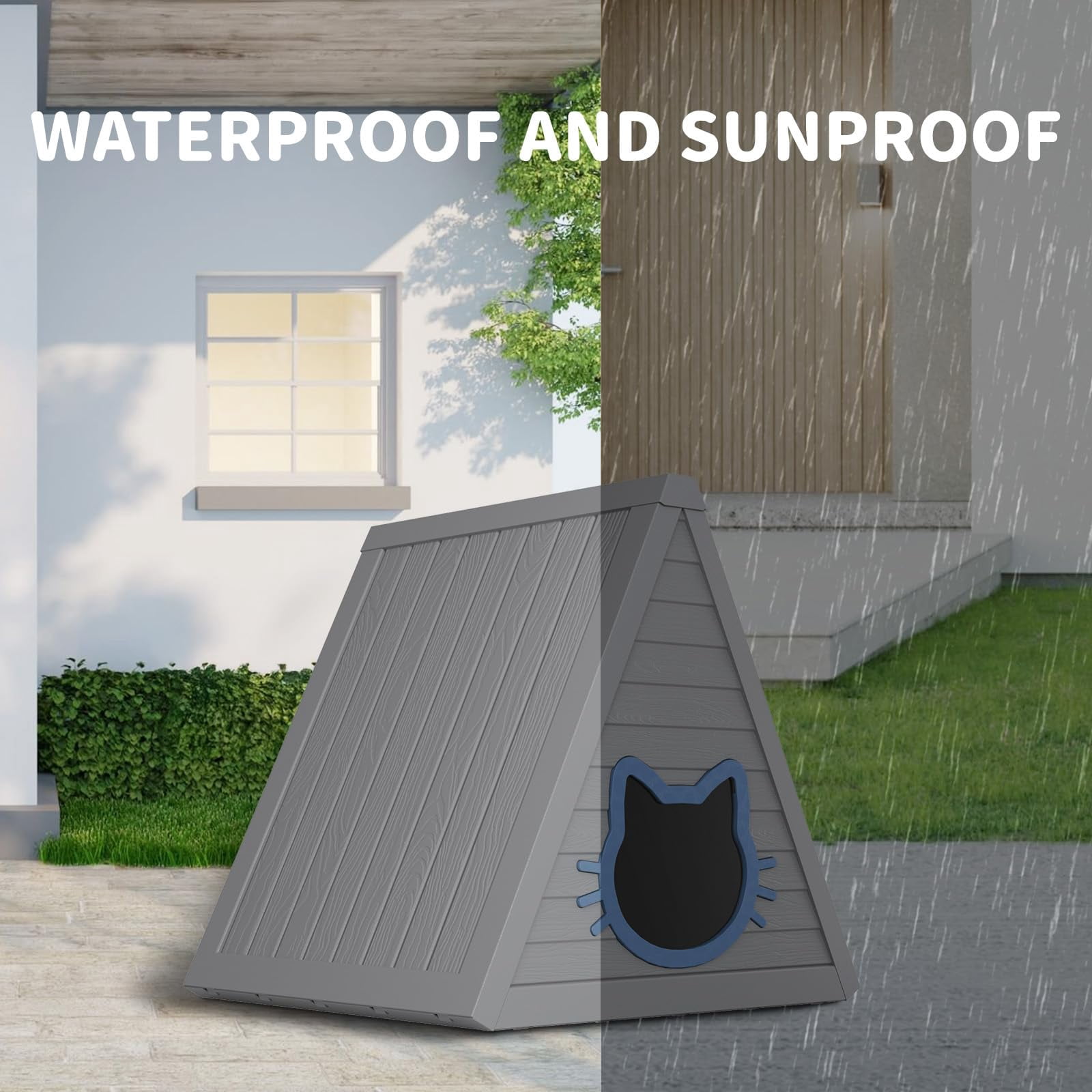 Cat House for Indoor & Outdoor Use - Spacious Weatherproof Shelter for Cats, Feral Cats - Easy to Install & Clean - Ideal for Home, Balcony (23.82 * 25.59 * 25.67 Inches)