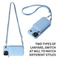 thumbnail image 2 of Crossbody Wallet Case for iPhone 12 Pro Max, RFID Blocking Leather Purse Case with Card Holder Kickstand, Protective Handbag Back Flip Phone Cover with Zipper Shoulder Strap for Women, Skyblue, 2 of 9