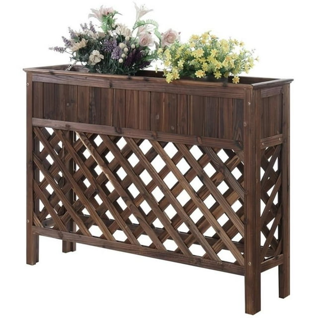Designs2Go 48" Patio Planter in Weathered Cedar Cinnamon Wood Finish