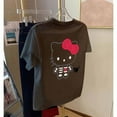 thumbnail image 4 of Skull Hello Kitty T Shirts 100% Cotton Cartoon Sanrio Printed T-Shirt for Women Oversized Halloween Hello Kitty Tees Y2k Tops, 4 of 9