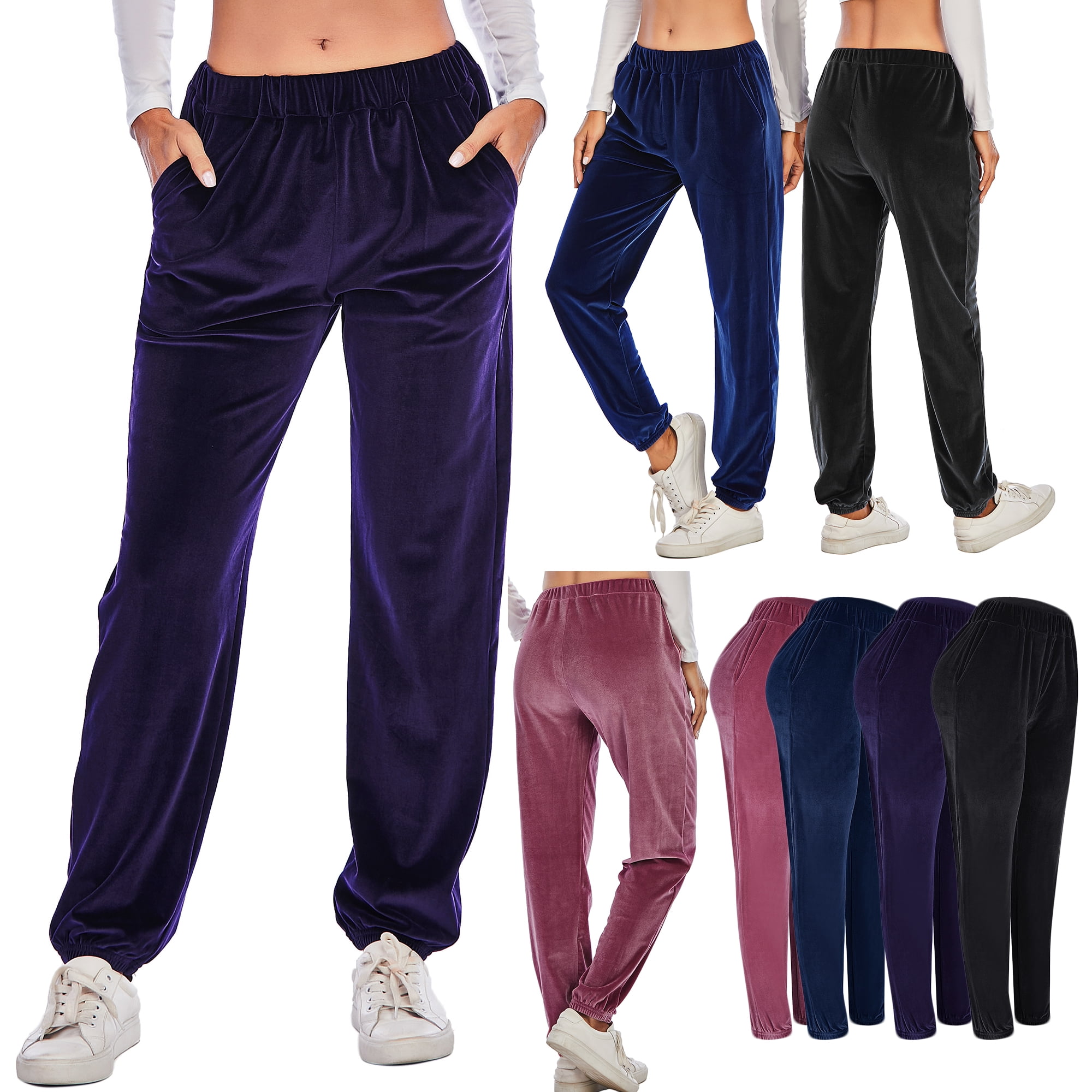 Womens Velour Tracksuits Pants Long Pants Sweatsuits, Sports Outfit Zip