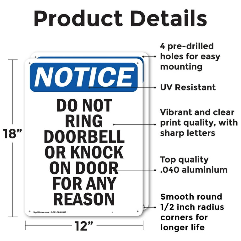 2-pack-do-not-ring-doorbell-or-knock-osha-notice-sign-12-inch-x-18-inch-indoor-outdoor-rust-free-aluminum-metal-signs-for-workplace-workshop-and-construction-site-made-in-the