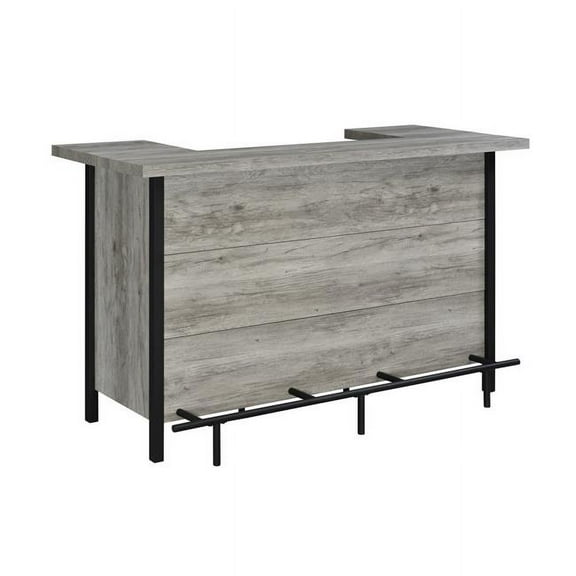 71 in. 2-Tiers Rectangular Home Bar Serving Unit with Storage Shelves, Gray & Black