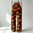 thumbnail image 6 of QWKLEAJ Halloween Pajama Pants Women Pumpkin Print Lounge Pants Drawstring Wide Leg Sleepwear Fall Holiday Loungewear Cozy Home Trousers Autumn Themed Bottoms Festive Nightwear, 6 of 6