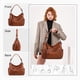 thumbnail image 3 of Bolso de hombro estilo hobo de piel sintética retro para mujer, estilo informal, color marrón, 3 of 6