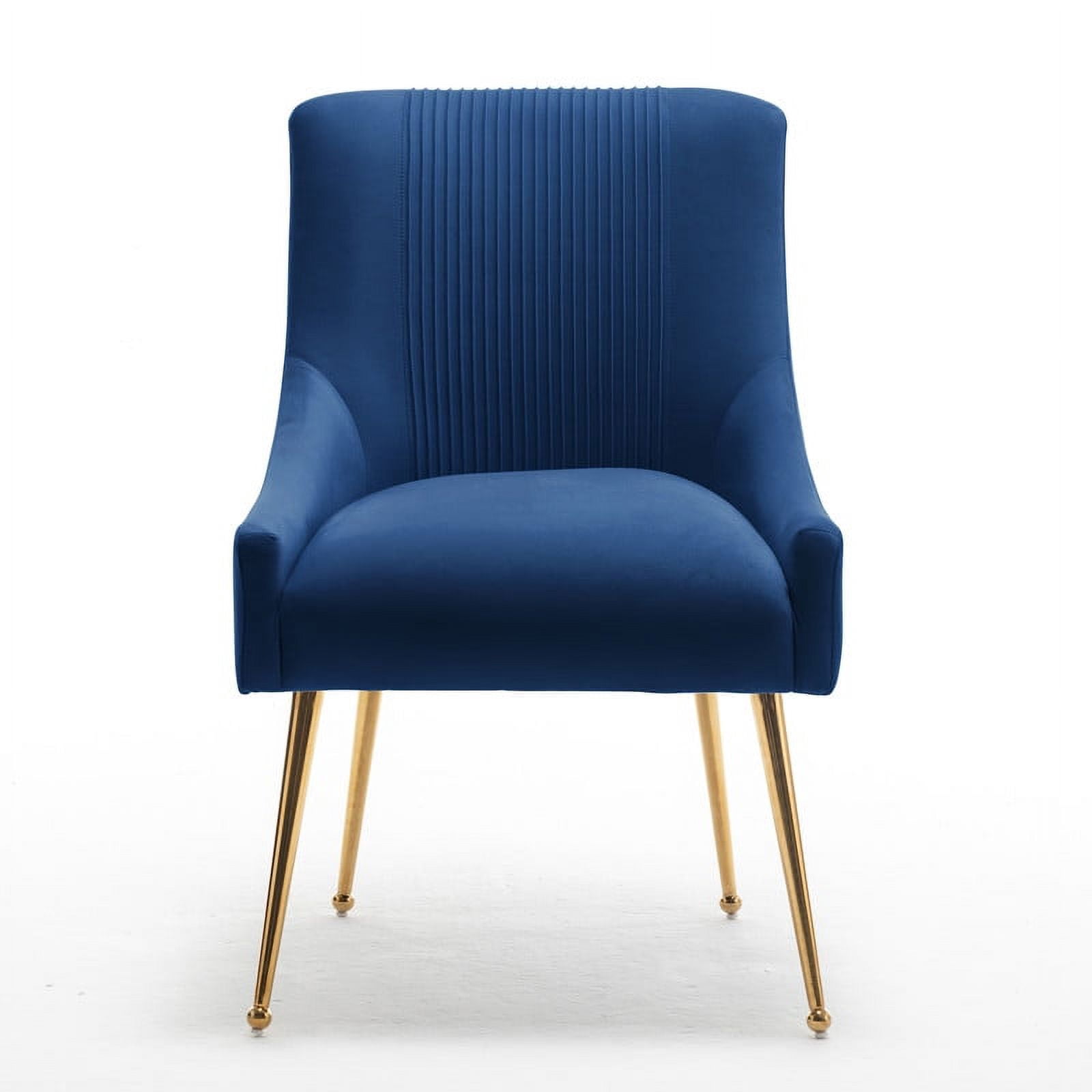 SEYNAR Modern Glam Boucle Pleated Velvet Accent Dining Chair, Set of 6 for Living Room with Rear Handle（Navy）