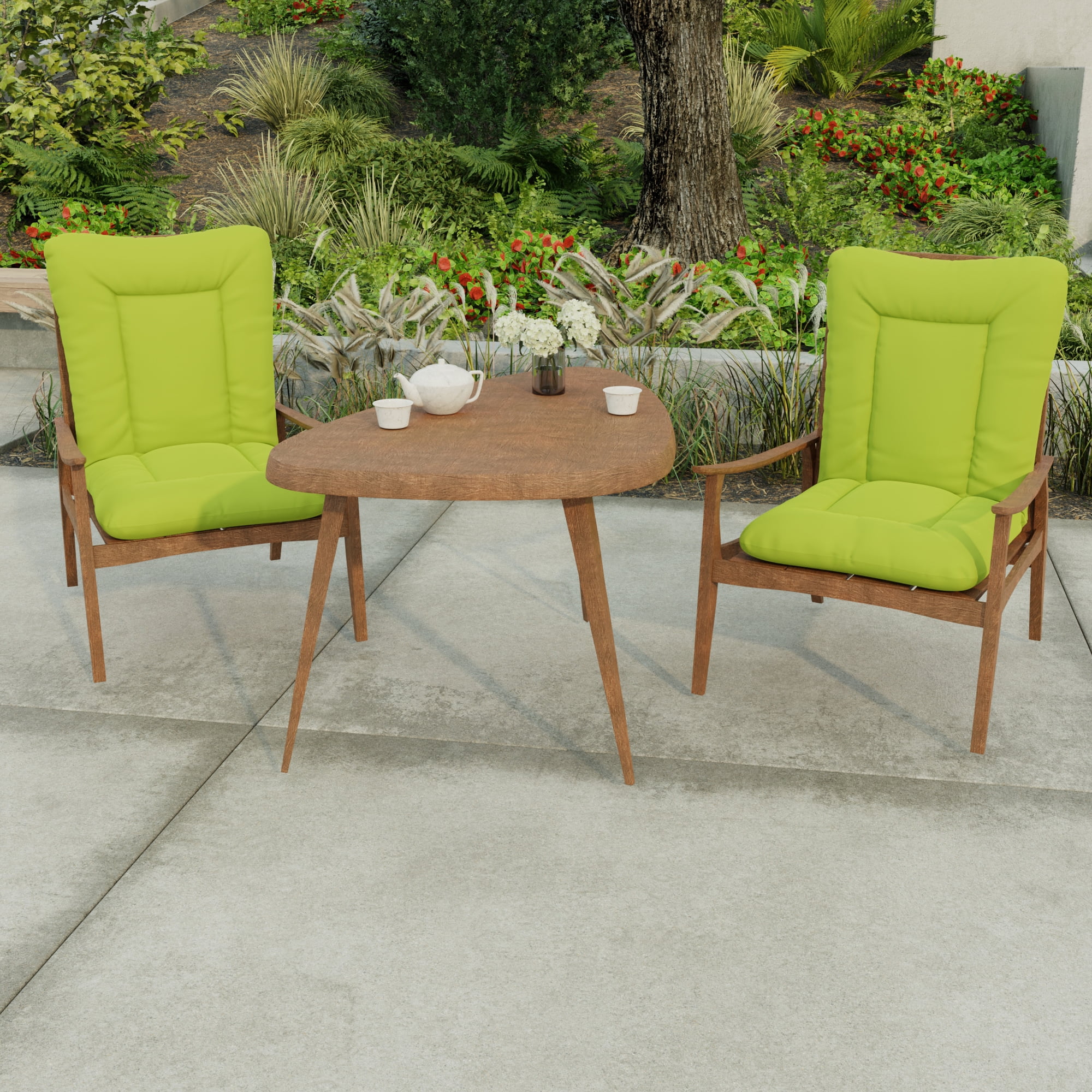 Jordan Manufacturing 38" x 21" Veranda Citrus Green Solid Rectangular Outdoor Wrought Iron Chair Cushion with Ties and Hanger Loop