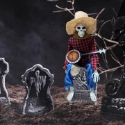 2Pcs Halloween Banjo Playing Skeletons, Funny Animated Dueling Banjo Skeletons Country Cowboy Skeleton Musicians with Movable Joints for Prop Decor halloween decorations (15.75 In ,Red&Yellow)