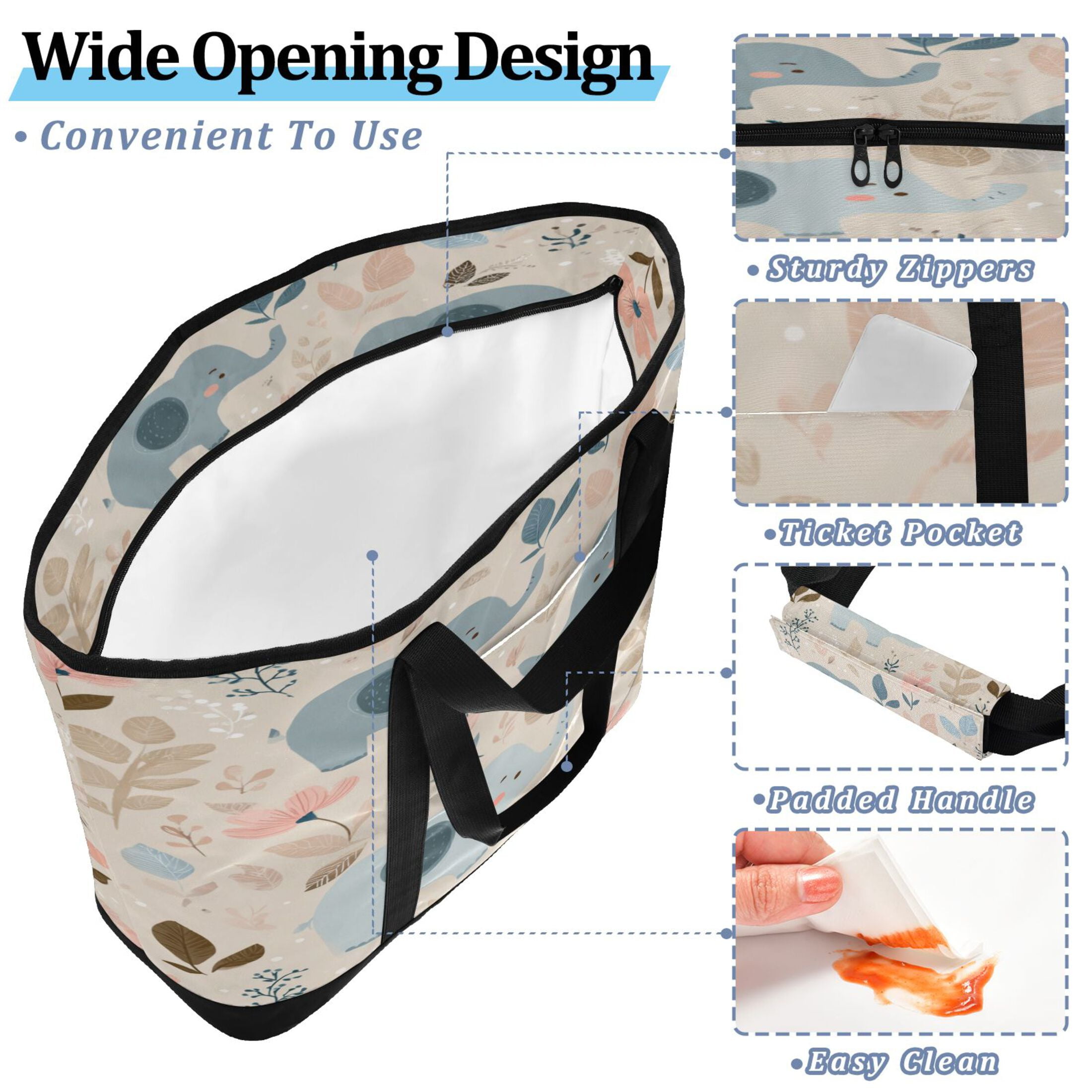 Large Hand-held Ice Pack Picnic Bag Insulation and Refrigeration Suitable for Shopping Picnics and Camping Cute Little Elephant