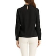 thumbnail image 3 of INSPIRE CHIC Fall Winter Stand Collar Chiffon Blouse for Women's Long Sleeve Business Casual Work Shirt XL Black, 3 of 6