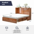 thumbnail image 3 of ijuicy Queen Size Murphy Bed Cabinet with Built-in Charging Station and Storage Drawer, Solid Wood Cabinet Bed Queen Size with Mattress, Murphy Cube Chest Bed for Guest Room, Home, Office- Cherry, 3 of 8