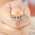 thumbnail image 2 of 2.00Ct Round Cut Simulated Blue Sapphire Full Eternity Women's Engagement Band Ring 14k Yellow Gold Plated Silver, 2 of 3