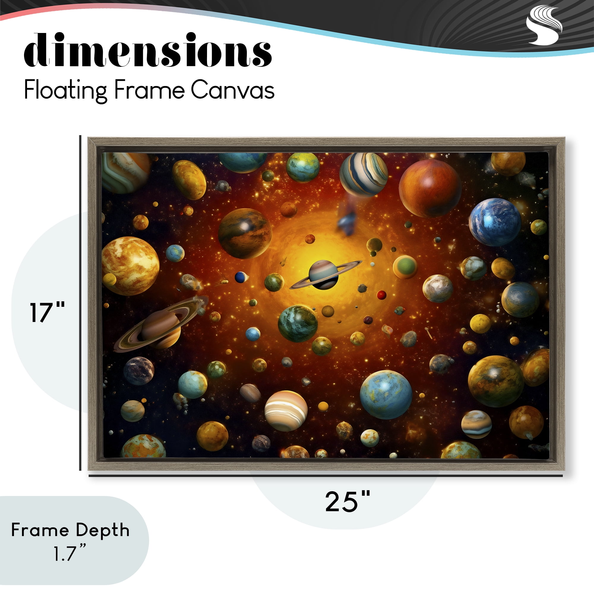 Stupell Industries Cosmic Marbles Galaxy Brown Framed Floater Canvas Wall Art, design by Ray Powers