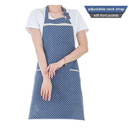 Polka Dot Apron Gardening Adult Women FirstKitchen Cotton Aprons for Women with 2 Pockets Baking Great for Home Cooking 