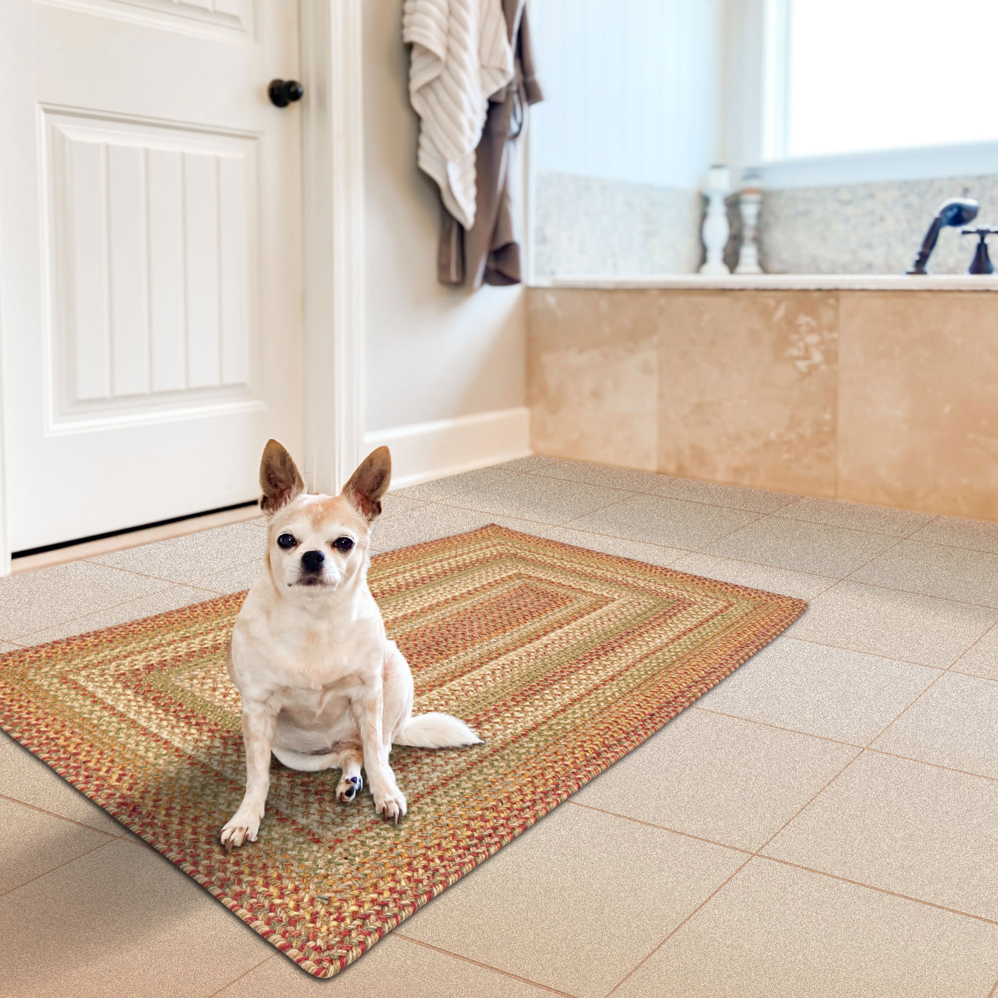 Homespice Harvest Jute 2x3' Brown Braided Rug, Entryway Rug, Kitchen