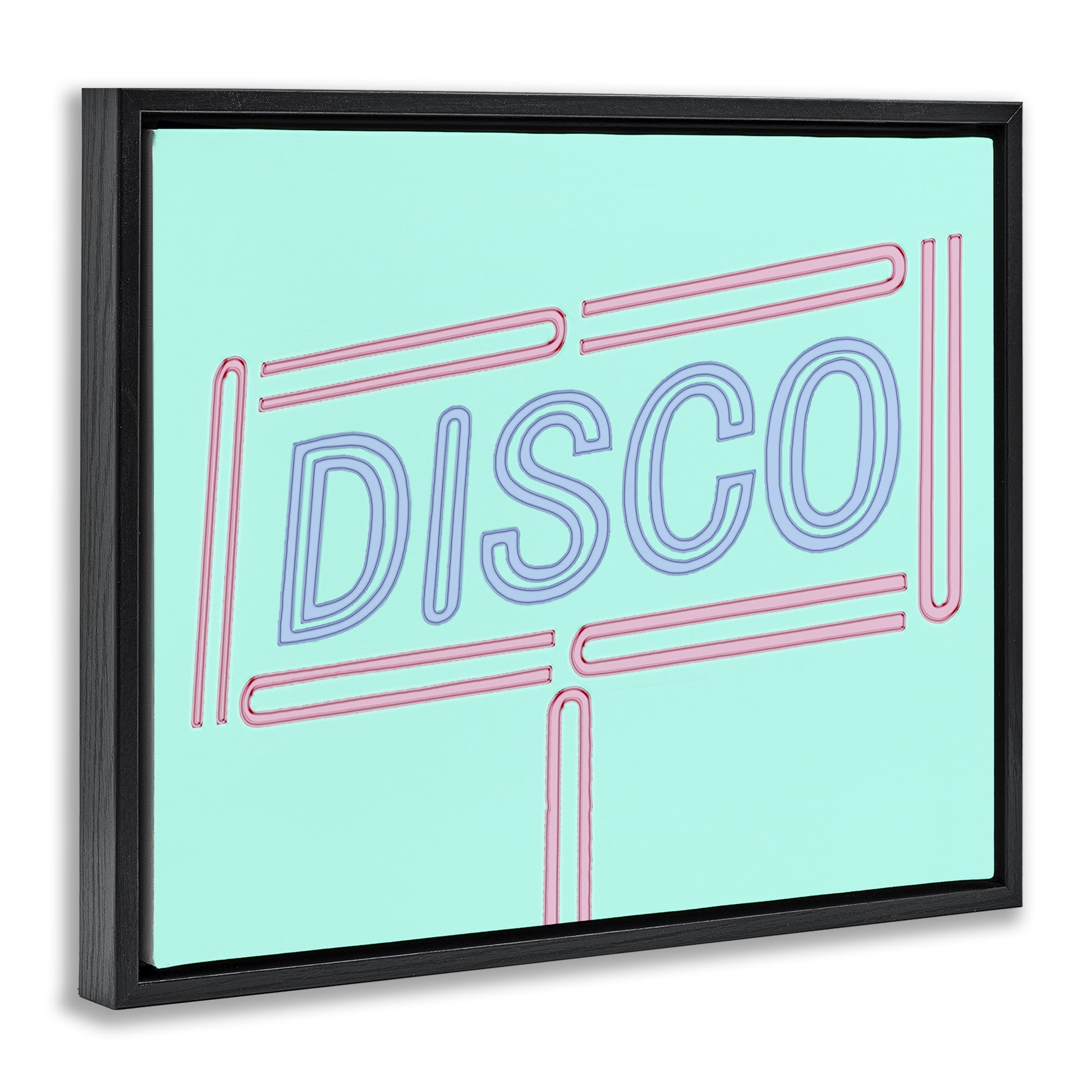 Stupell Industries Retro Disco Sign Typography Painting Black Floater Framed Art Print Wall Art, 31 x 25