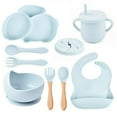 thumbnail image 1 of 9Pcs Children‘S Silicone Tableware Set Baby Non-Slip Divided Children‘S Plate Bowl With Suction Cup, 1 of 5