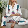 thumbnail image 6 of Pajama Sets for Women 2 Pcs, heart Cactus potted plant Button Down Long Sleeve Sleepwear Lounge PJ Sets, 6 of 6