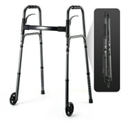 Naipo Compact Folding Walker for Seniors & Adults, Deluxe Lightweight Mobility Aids Walker with 5 Wheels and Trigger Release up to 300 lbs, Aluminium