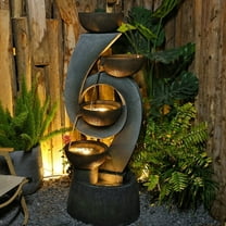 Garden Springs Zen Zone 5-Tiered Polyresin Water Fountain with LED Lights